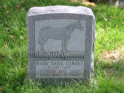 Honorary headstone for the horse Baby Doll Combs