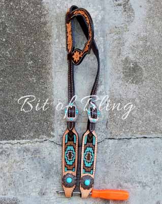 A custom made beaded horse headstall