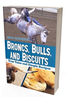 The cover of the the cowboy recipe book 'Broncs, Bulls, and Biscuits'